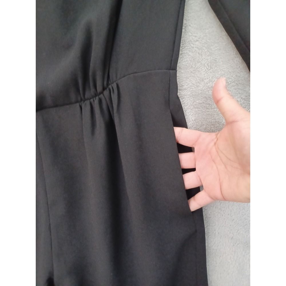 J Crew 365 Black Jumpsuit Sz 6 3/4 Sleeves High Rise Taper Leg Faux Wrap Casual - Picture 4 of 12